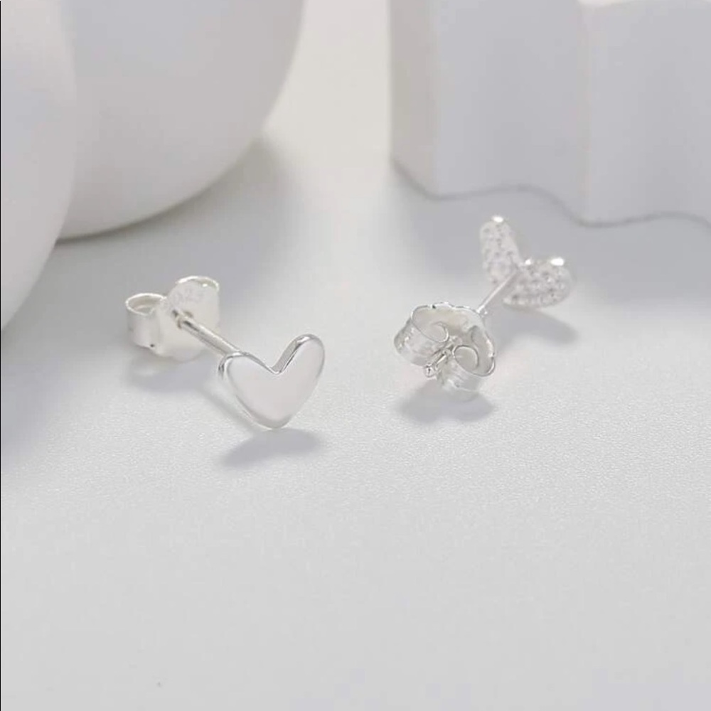 Sterling Silver Heart Stud Earrings
